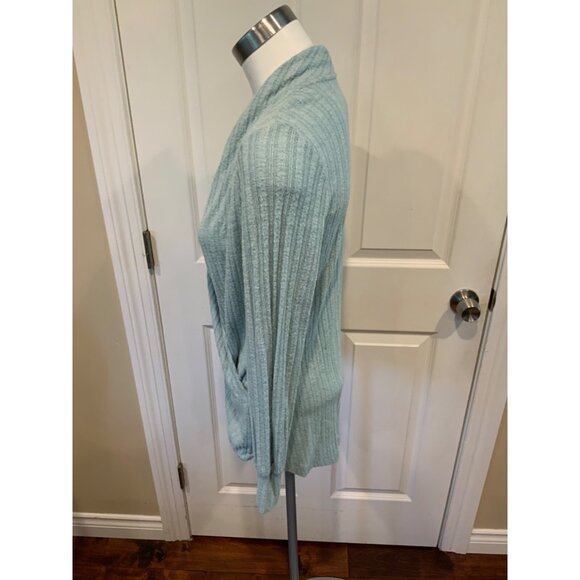 Maeve Light Blue Rib Knit V-Neck Wrap Sweater, Size XS - Picture 3 of 5